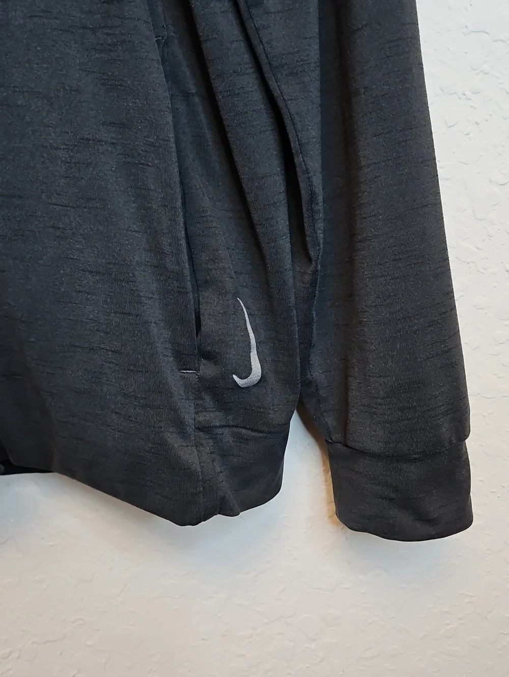 Nike Yoga Dri-Fit Zip-Up Performance Hoodie in Charcoal Black, Size Large